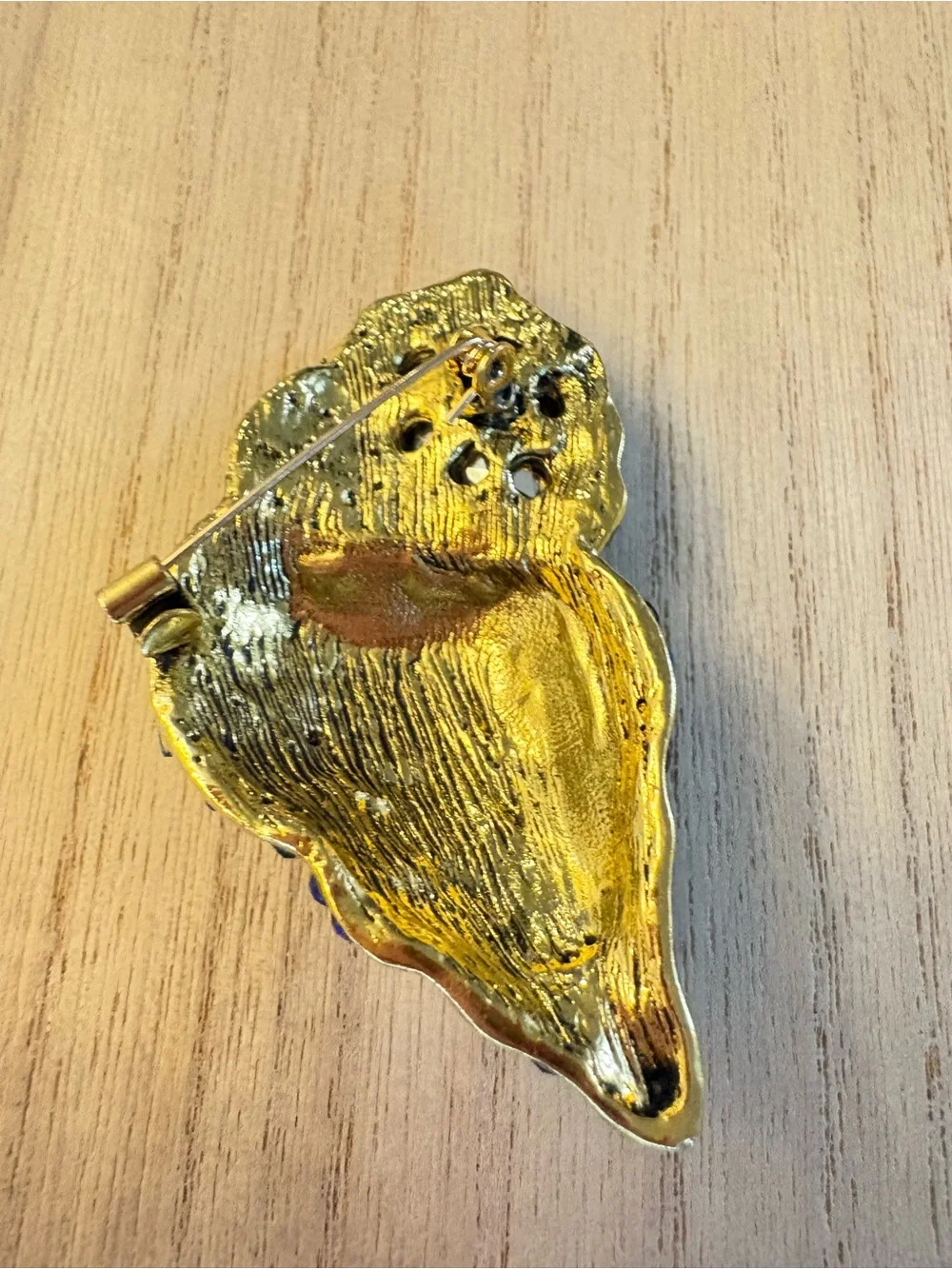 Blue Teardrop Shell Crystal Statement Brooch